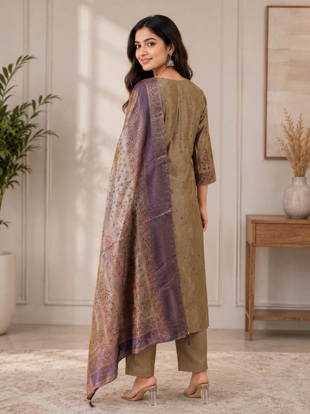 Brown Silk Kurta Set