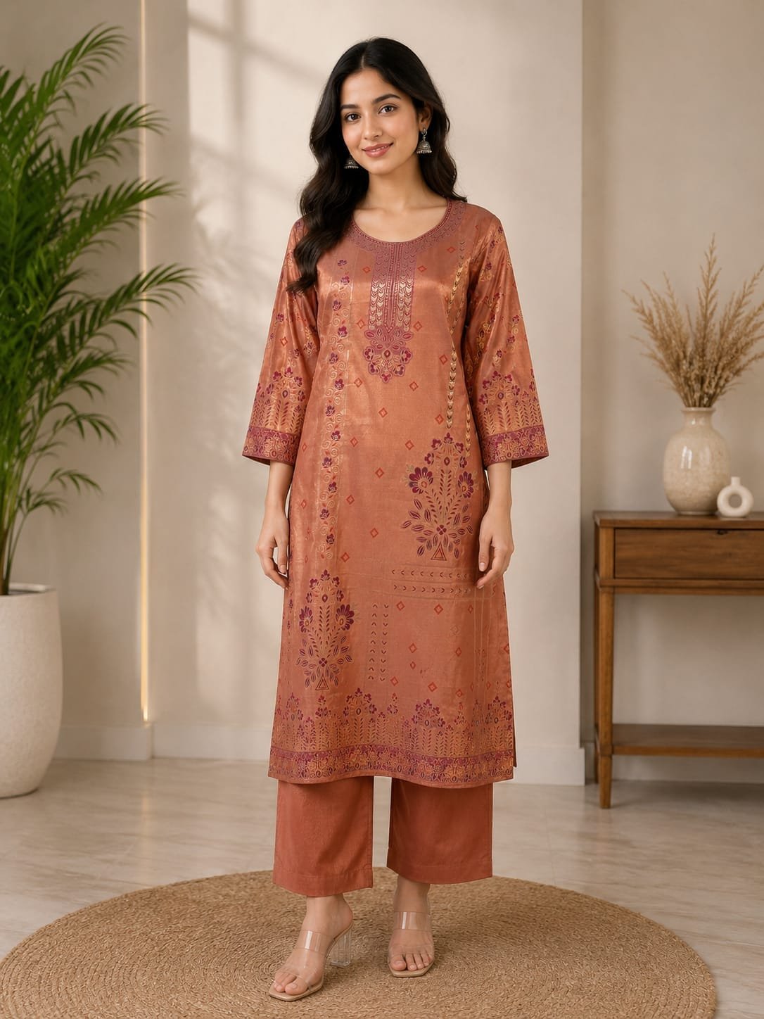 Dusty Rose Silk Kurta Set