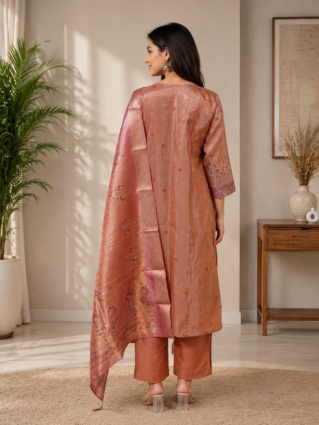 Dusty Rose Silk Kurta Set