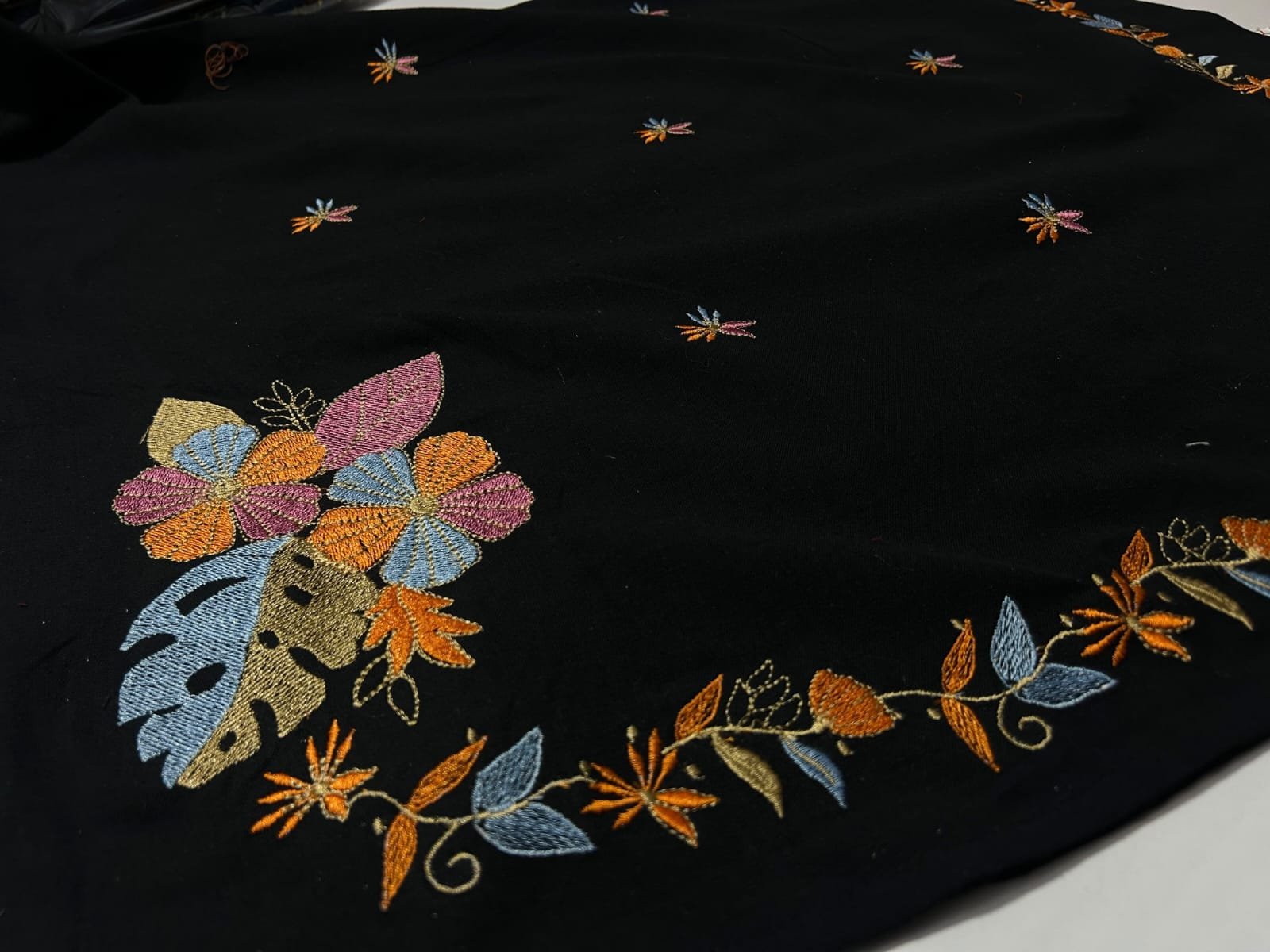 Black Embroidered Strap Kurta Set
